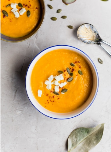 A bowl of butternut squash soup.